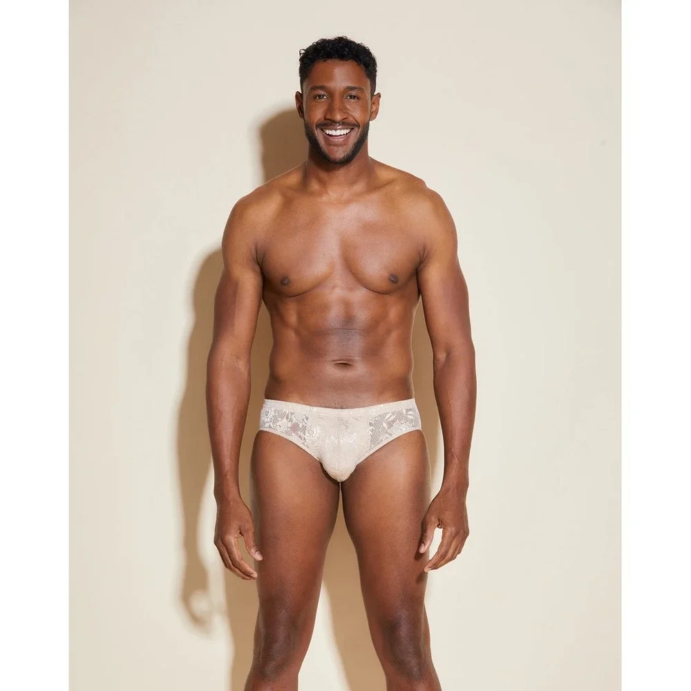 Cosabella Never Say Never Comfort Micro Brief Camel Gold Lace Men's Underwear M